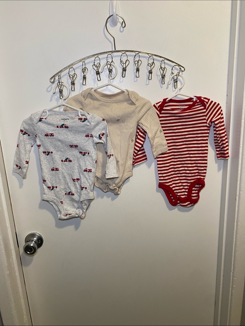 Carter's and Cloud Island Red, White & Beige Long-Sleeve Baby Bodysuit Set